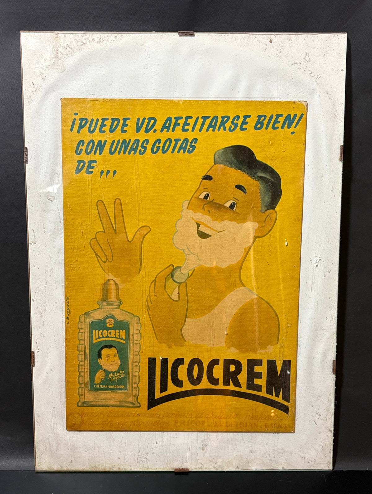 Original LICOCREM Rasiercreme-Werbung – Spanien, 1940er Jahre