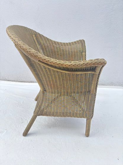 Rattansessel Fächerlehne Rautenmotiv