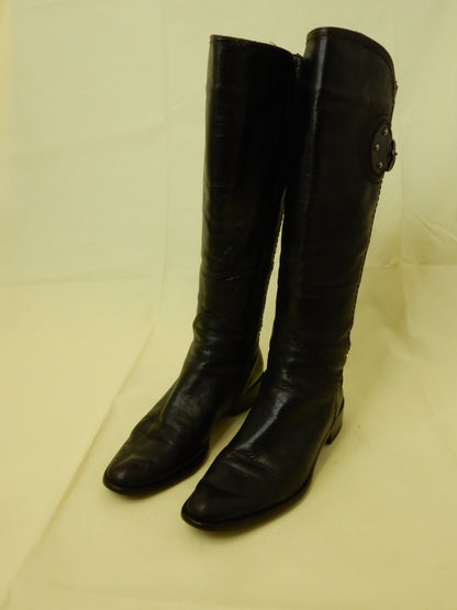 Italienische Leder-Stiefel in dunkelbraun