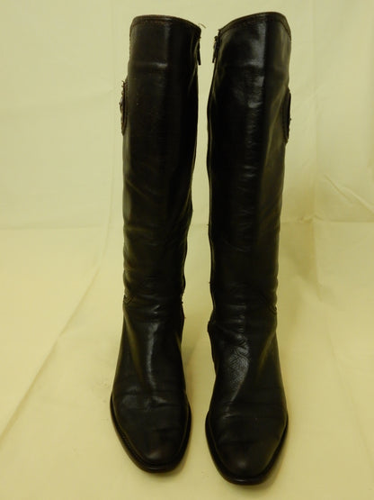 Italienische Leder-Stiefel in dunkelbraun