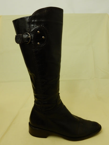 Italienische Leder-Stiefel in dunkelbraun