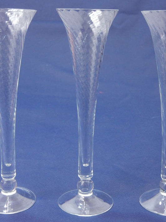 Vintage Kristall Sektgläser mit Spiraloptik & Kugelstiel