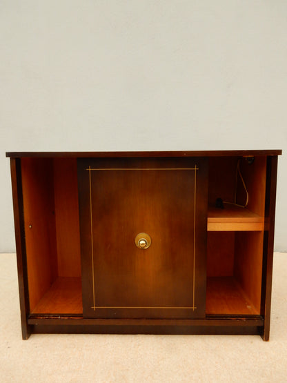 Vintage Mid-Century Holz-Vitrine mit Glas-Schiebetür