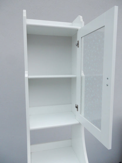 Weißer Hochschrank mit Glastür und Schublade