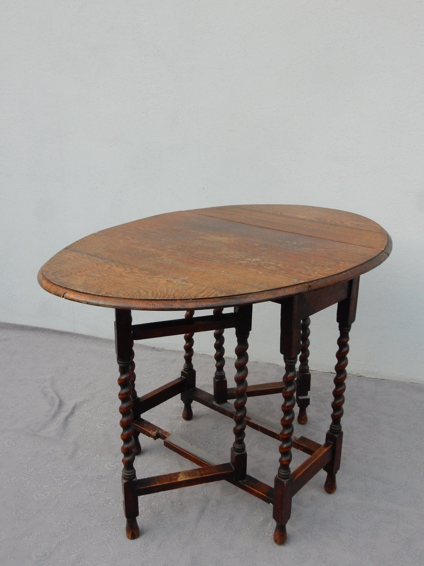 Vintage Gateleg Tisch mit Barley Twist Beinen (Eiche / Klapptisch)