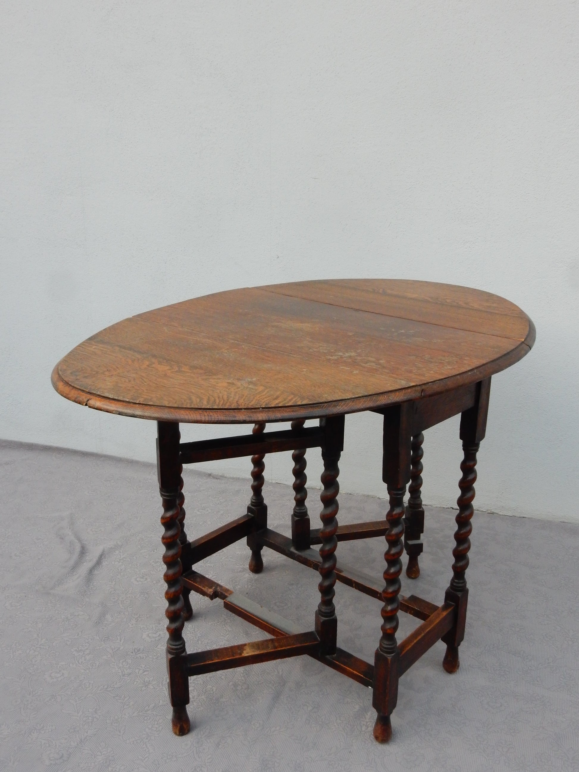 Vintage Gateleg Tisch mit Barley Twist Beinen (Eiche / Klapptisch) - Artikelbild von Fummel & Gedöns Secondhand-Store