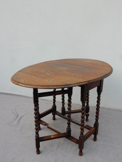 Vintage Gateleg Tisch mit Barley Twist Beinen (Eiche / Klapptisch)