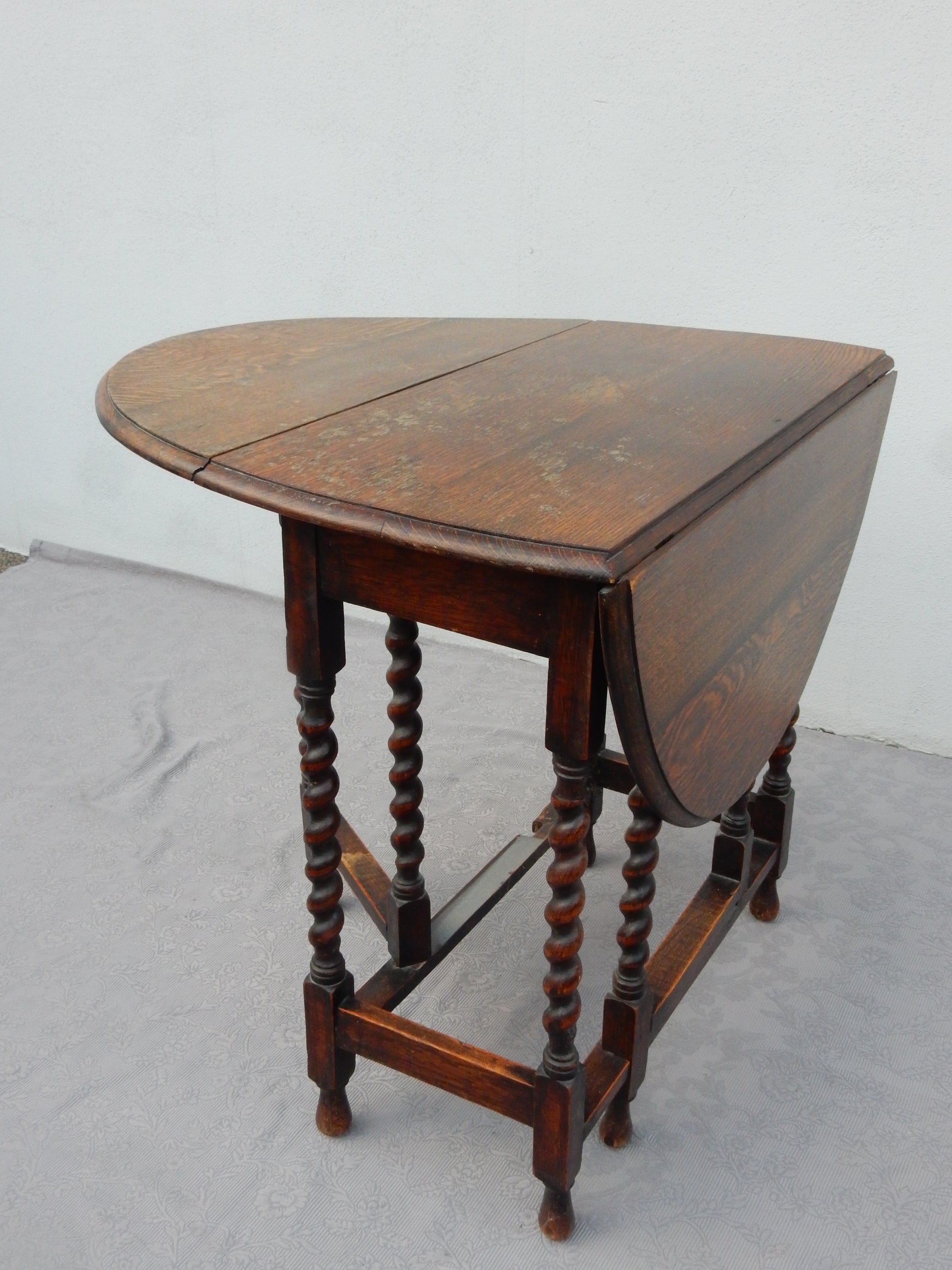 Vintage Gateleg Tisch mit Barley Twist Beinen (Eiche / Klapptisch) - Artikelbild von Fummel & Gedöns Secondhand-Store