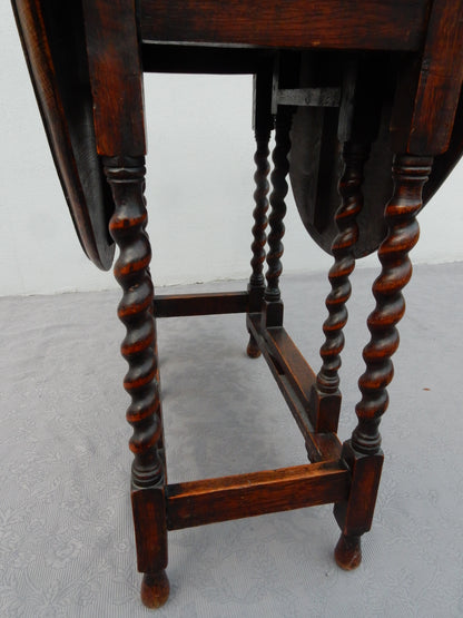 Vintage Gateleg Tisch mit Barley Twist Beinen (Eiche / Klapptisch)