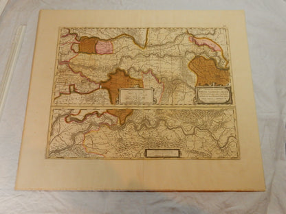 "Descriptio Fluminum Rheni, Vahalis et Mosae" - Kupferstich 17. Jhdt.