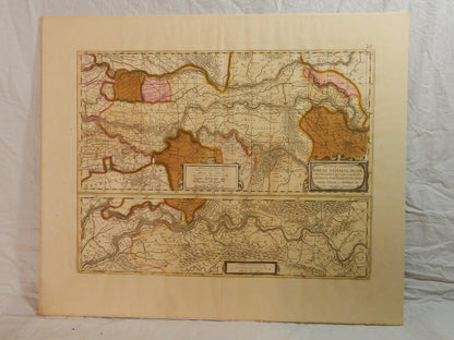 "Descriptio Fluminum Rheni, Vahalis et Mosae" - Kupferstich 17. Jhdt.