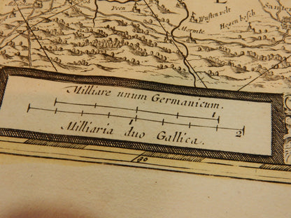 "Descriptio Fluminum Rheni, Vahalis et Mosae" - Kupferstich 17. Jhdt.