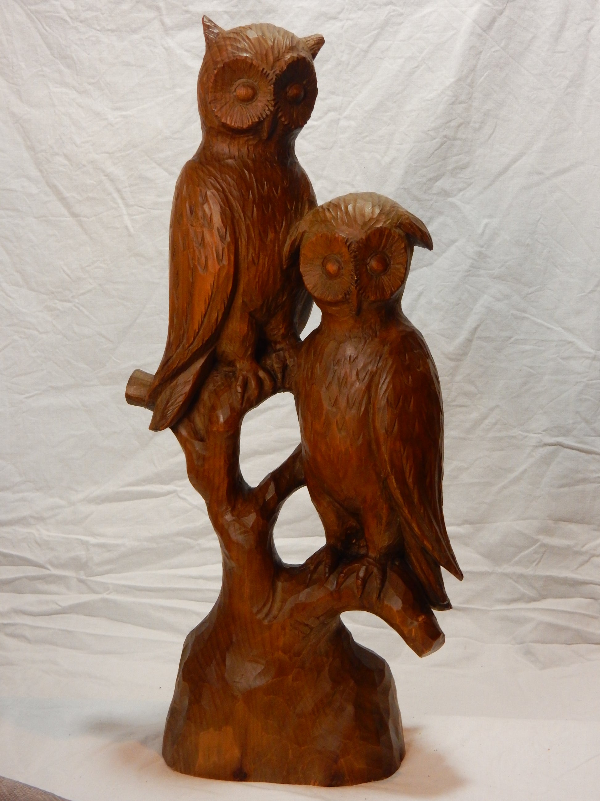 Eulenpaar – Handgeschnitzte Holzfigur von Heinrich Wimmer - Artikelbild von Fummel & Gedöns Secondhand-Store