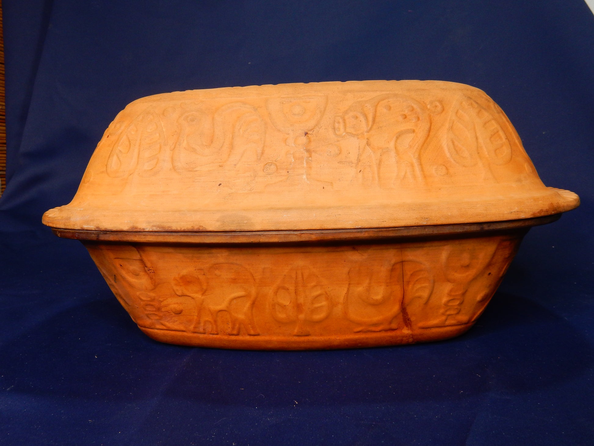 Römertopf Original – klassischer Tontopf mit Reliefdekor, ca. 4 l - Artikelbild von Fummel & Gedöns Secondhand-Store