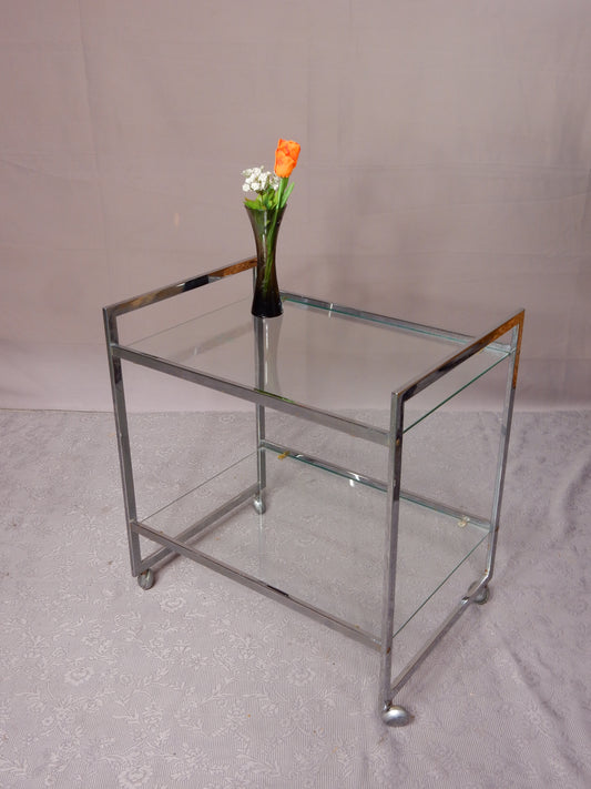 Barwagen aus Chrom und Glas - Space Age