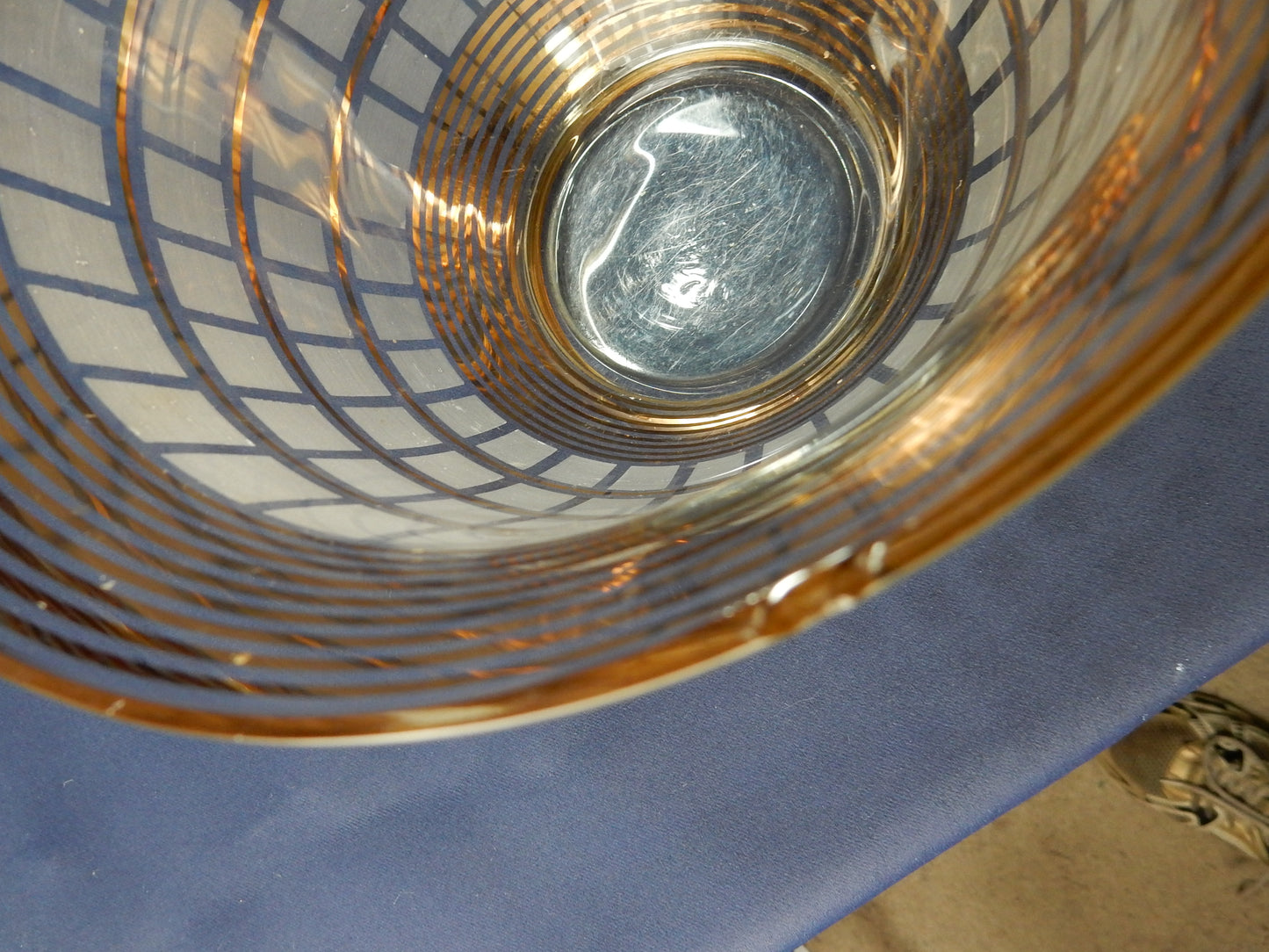 Böhmische Art-Déco Glasschale – Made in Czechoslovakia – Golddekor – 1930er Jahre