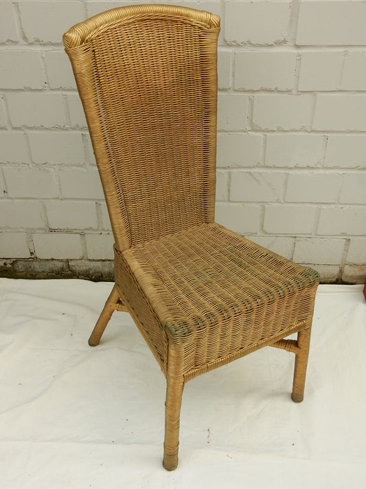 Vintage Hochlehner-Korbstuhl in Natur – elegantes Flechtwerk