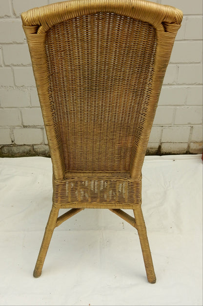 Vintage Hochlehner-Korbstuhl in Natur – elegantes Flechtwerk