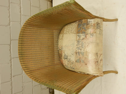 Original Lloyd Loom „Lusty“ Sessel – England, Vintage Flechtsessel mit Kissen