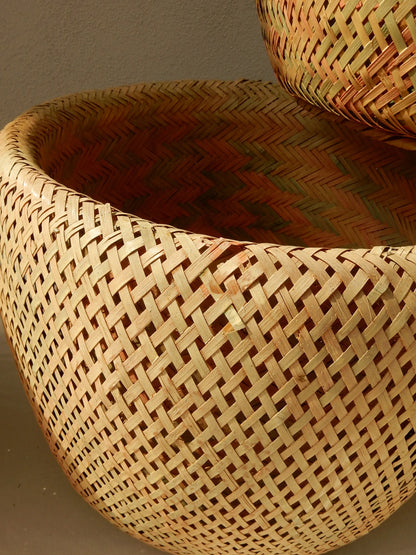 Geflochtene Bambus Pflanzkörbe Detail