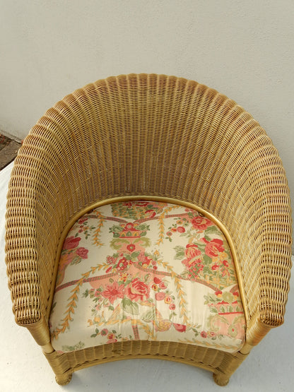 Rattansessel Vintage Seitenansicht