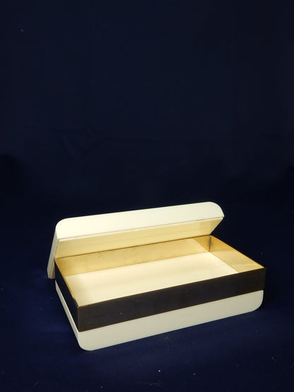Original Art Déco Corian Schmuckdose mit Silberband