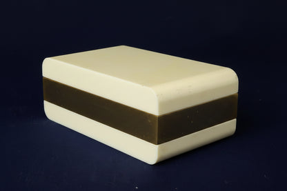 Original Art Déco Corian Schmuckdose mit Silberband