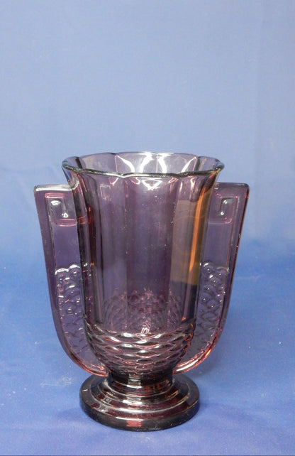Val Saint Lambert Luxval „Roméo“ Art-Déco-Vase – Amethystglas, Belgien um 1935