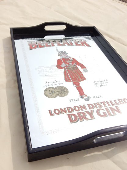 Vintage Beefeater London Dry Gin Spiegel-Tablett – 70er Barwerbung