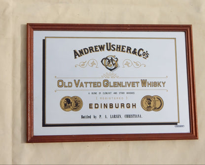 Vintage Whisky-Werbespiegel Andrew Usher & Co. – Old Vatted Glenlivet