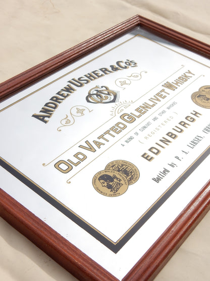 Vintage Whisky-Werbespiegel Andrew Usher & Co. – Old Vatted Glenlivet