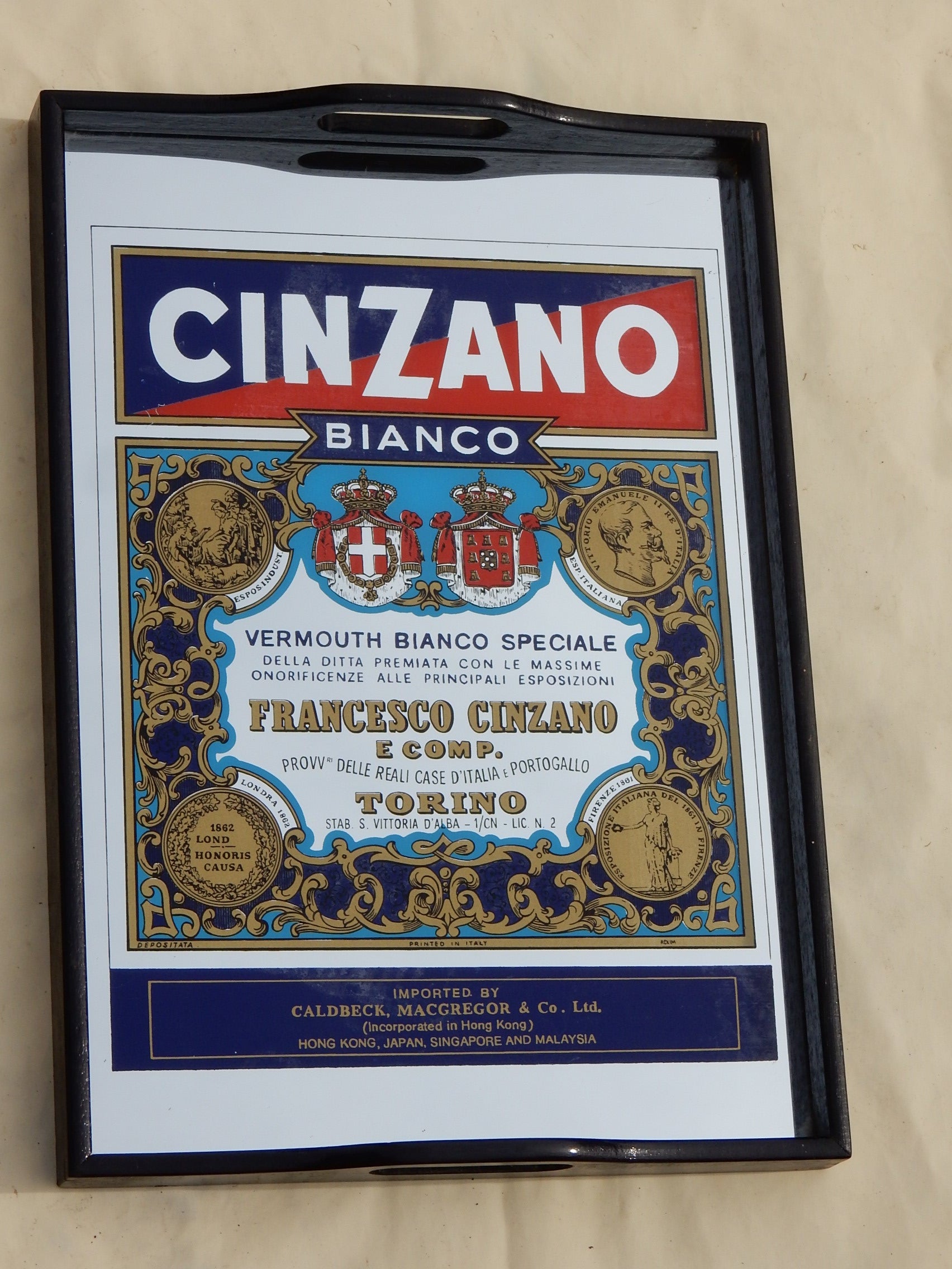 Vintage Cinzano Bianco Werbetablett mit Spiegel – 30 × 42 cm - Artikelbild von Fummel & Gedöns Secondhand-Store