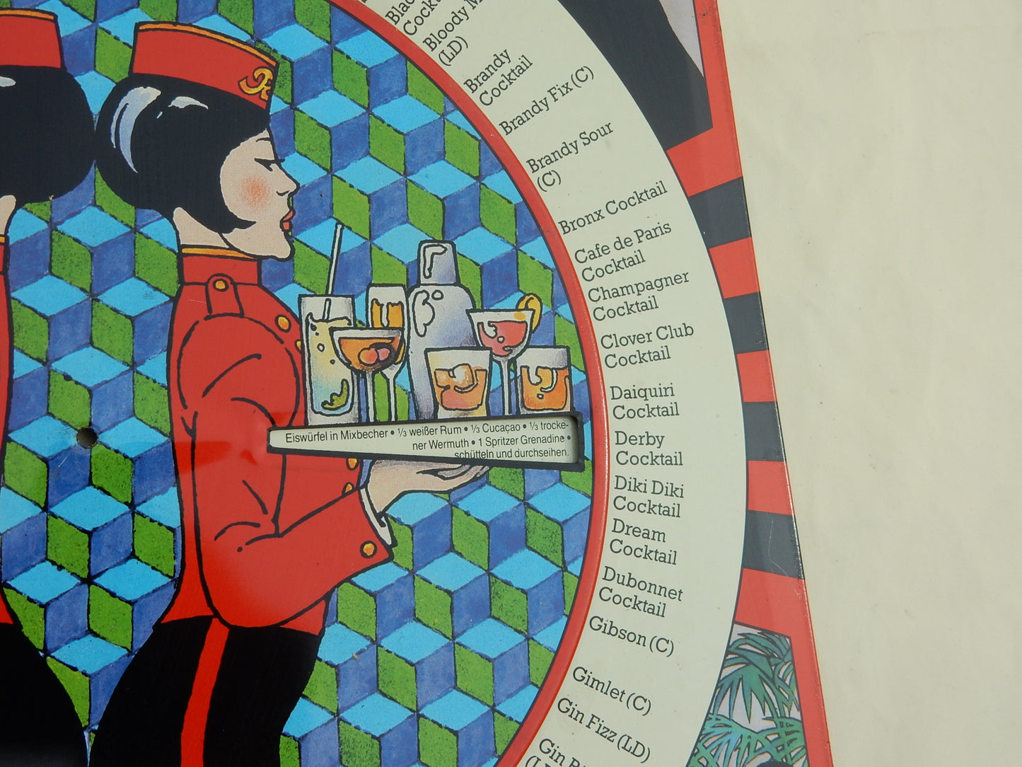Vintage PROST Cocktail-Rezepttafel mit Drehscheibe – 1986