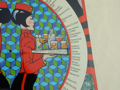 Vintage PROST Cocktail-Rezepttafel mit Drehscheibe – 1986