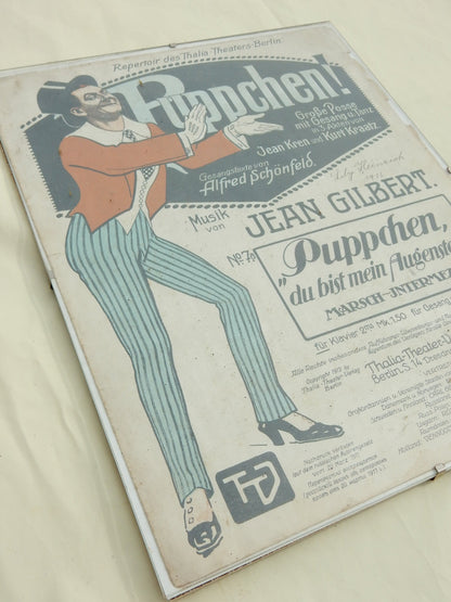 Original 1912/13 „Püppchen, du bist mein Augenstern“ – gerahmte Theater-Notengrafik
