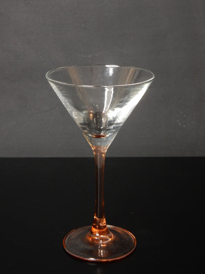 8 Luminarc France Martini- & Cocktailgläser mit Rosé-Stiel – 1970er Jahre