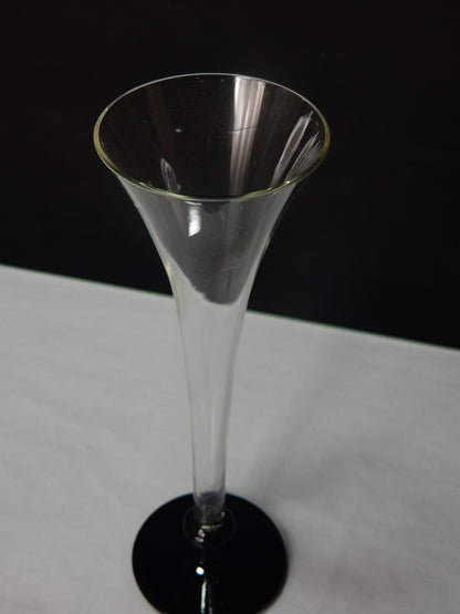 Vintage Sektflöte Frankreich – schwarzer Glasfuß – 1980er Jahre