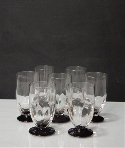 7er Set Vintage Likörgläser mit schwarzem Fuß – 1960er/70er Jahre