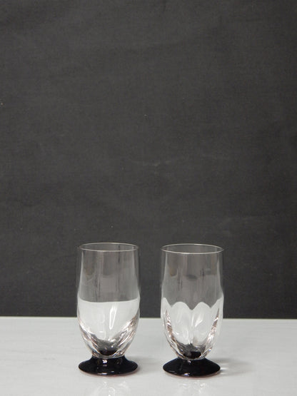 7er Set Vintage Likörgläser mit schwarzem Fuß – 1960er/70er Jahre