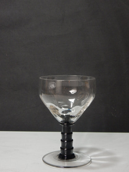 6er Set Vintage Sherrygläser mit schwarzem Stiel, 1970er/80er