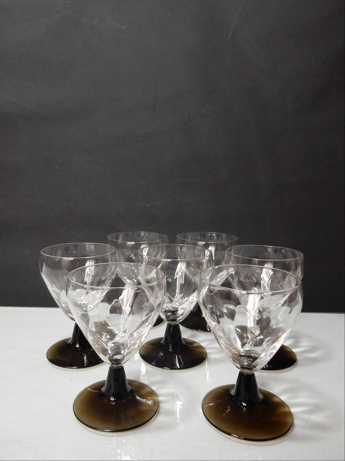 6er Set Vintage Likörgläser mit schwarzem Fuß