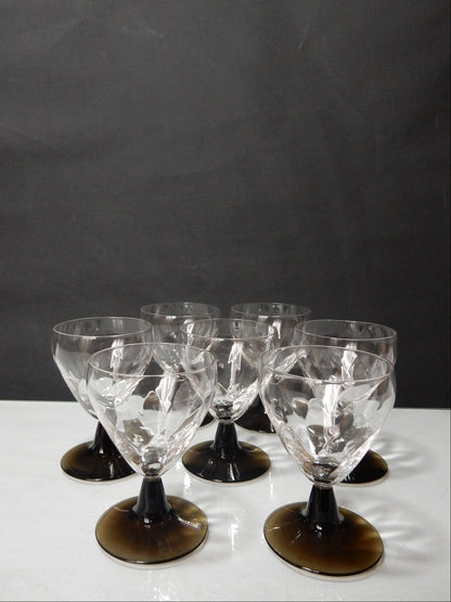 6er Set Vintage Likörgläser mit schwarzem Fuß