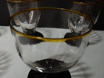 Vintage Likörgläser mit schwarzem Fuß & Goldrand – 5er Set – 1960er/70er