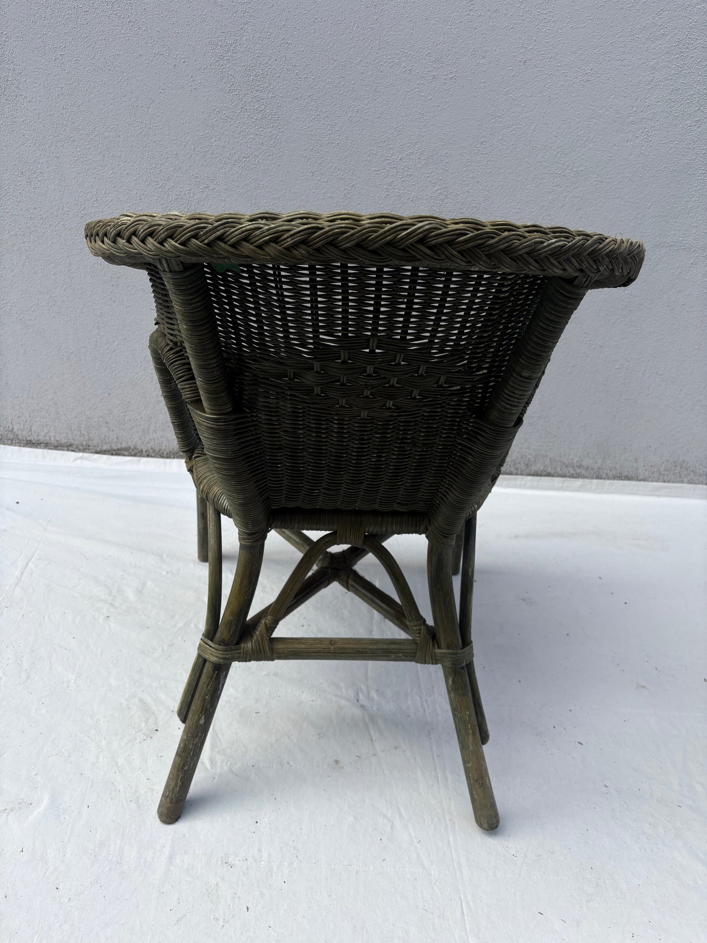 2er Set Vintage Flechtsessel Detail