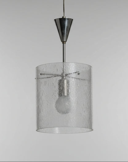 Vintage Pendelleuchte aus strukturiertem Glas