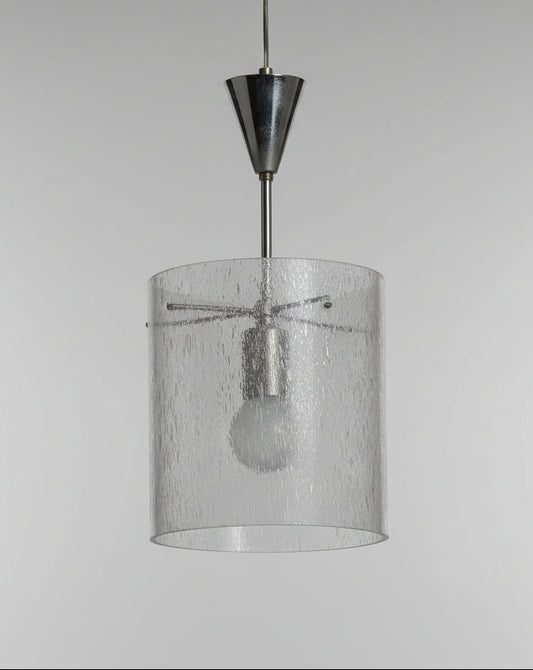 Vintage Pendelleuchte aus strukturiertem Glas