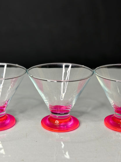 Vintage Dessertschale mit pinkfarbenem Fuß