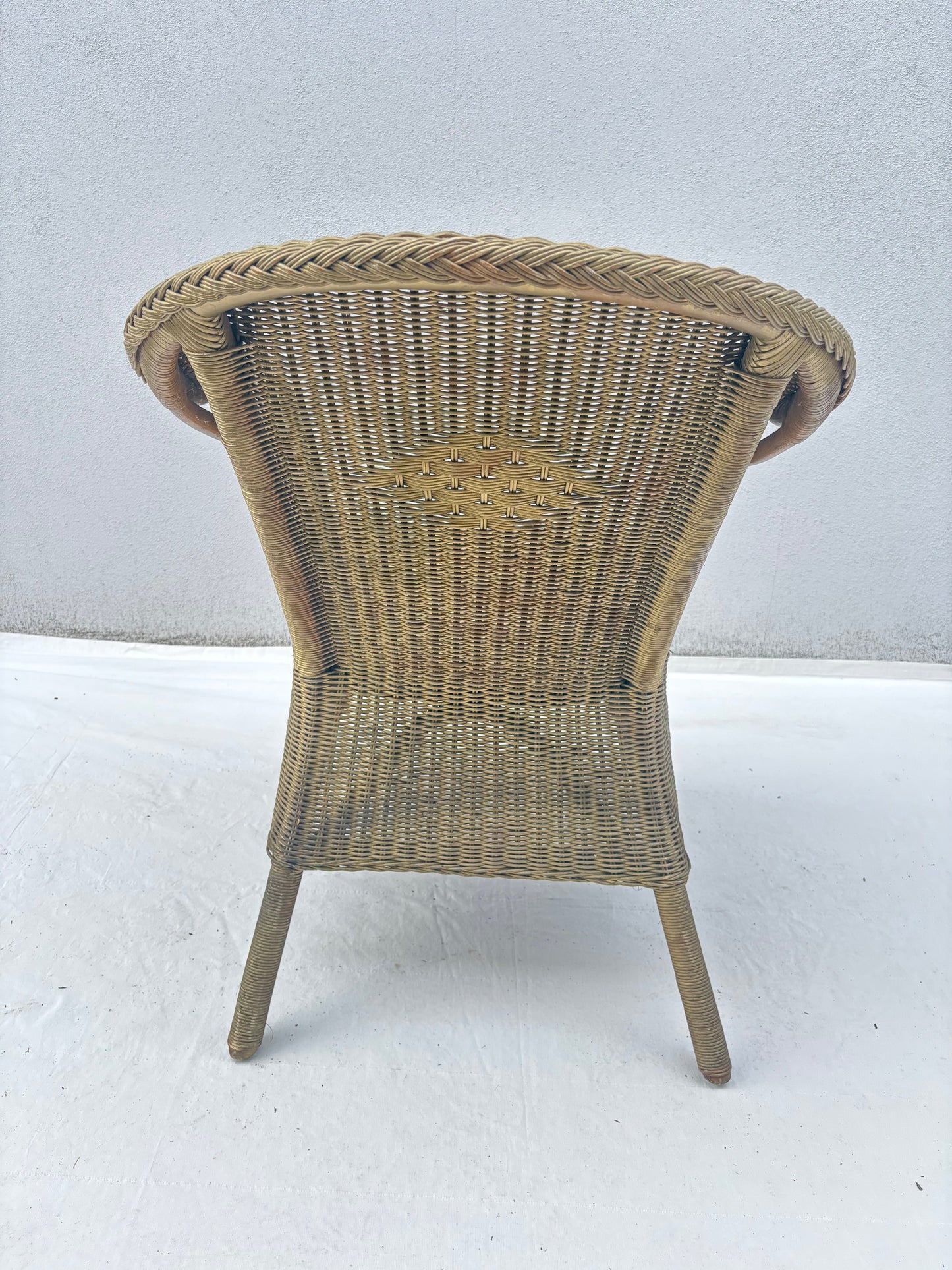Vintage Korbsessel Fächerlehne Seitenansicht
