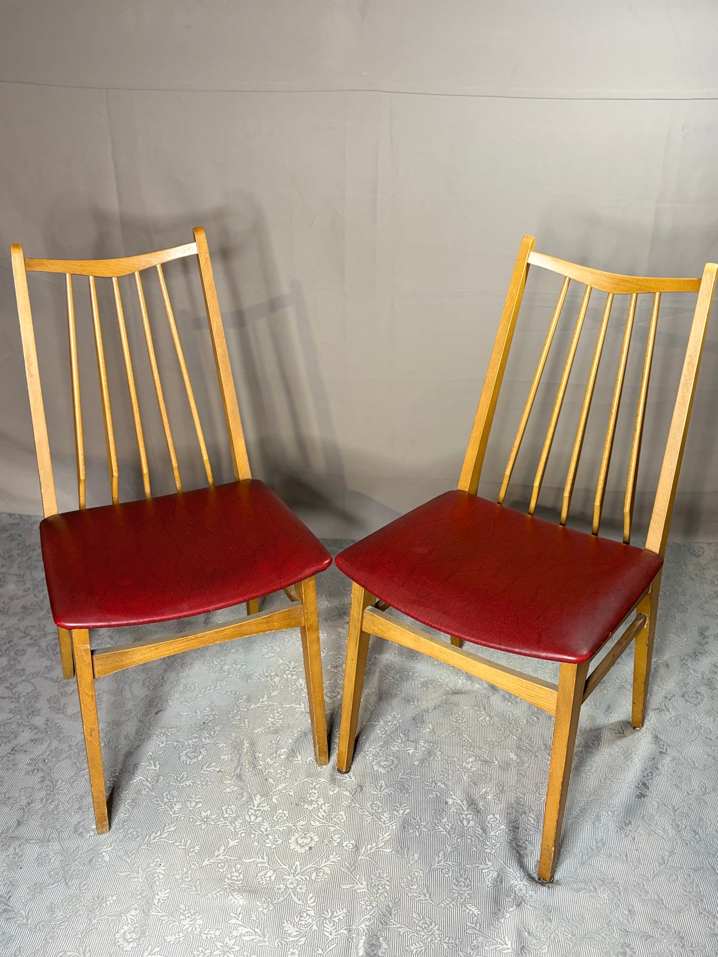 Mid-Century Stuhlset mit schlanker Rückenlehne