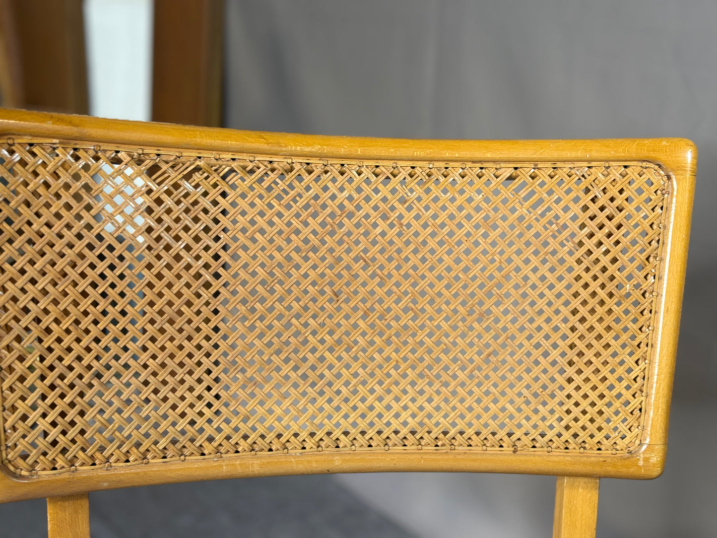 Mid-Century Stuhl mit Polstersitz - Wiener Geflecht